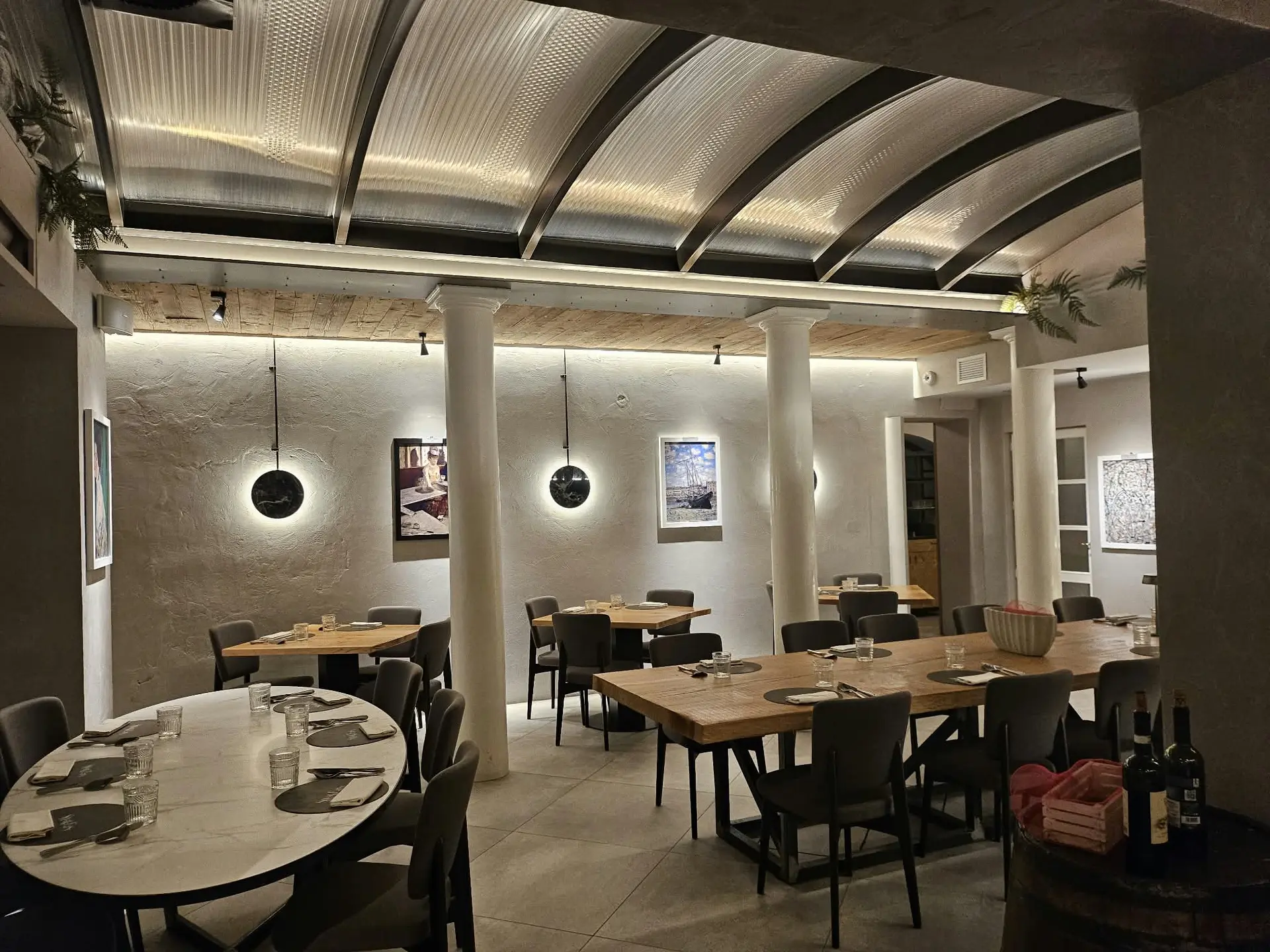 Commissioned material artworks installed in a restaurant